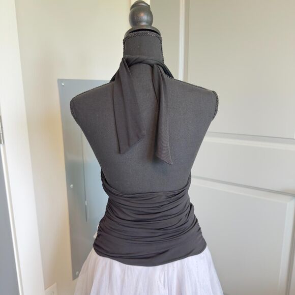 Vintage Ruby Rox Mini Dress \ Y2K Black Halter Neck Mini Dress with White Tulle - Picture 6 of 8